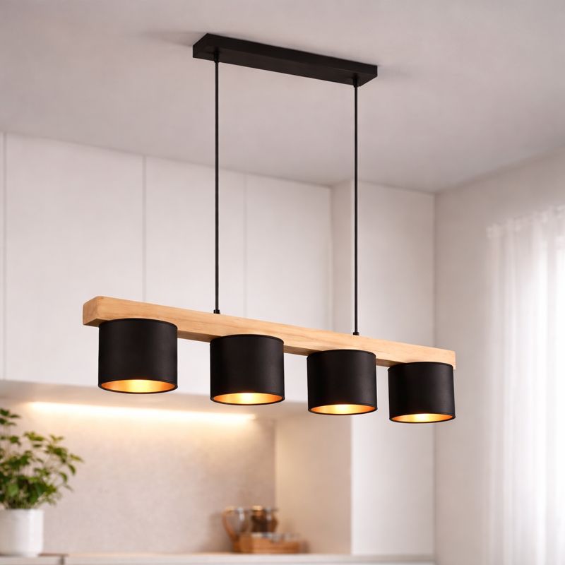 4-Light Wooden Bar Pendant